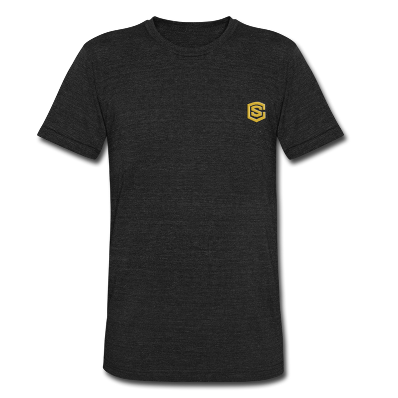 Unisex Tri-Blend T-Shirt WITH GOLD LOGO - heather black