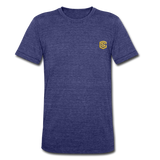 Unisex Tri-Blend T-Shirt WITH GOLD LOGO - heather indigo