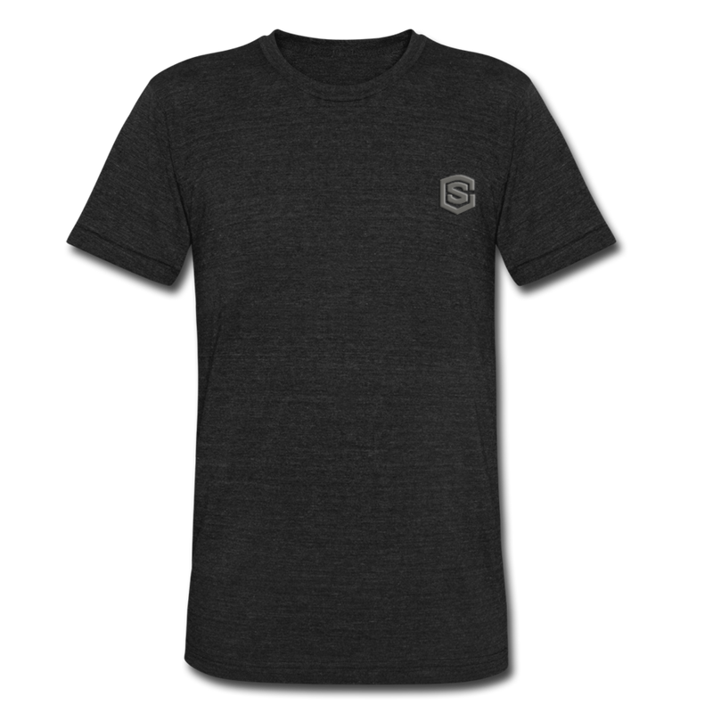 Unisex Tri-Blend T-Shirt WITH GRAY LOGO - heather black