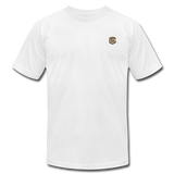 Unisex Jersey T-Shirt by Bella + Canvas WITH BROWN  LOGO - white