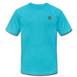 Unisex Jersey T-Shirt by Bella + Canvas WITH BROWN  LOGO - turquoise