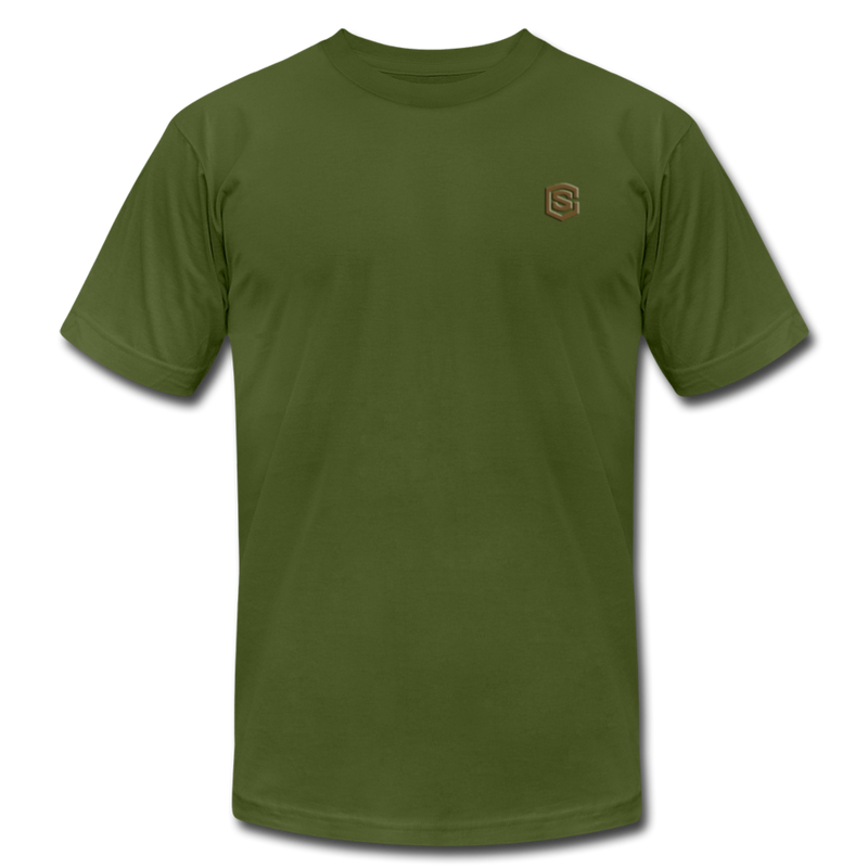 Unisex Jersey T-Shirt by Bella + Canvas WITH BROWN  LOGO - olive