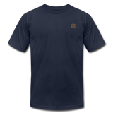 Unisex Jersey T-Shirt by Bella + Canvas WITH BROWN  LOGO - navy