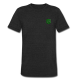 Unisex Tri-Blend T-Shirt WITH GREEN LOGO - heather black