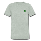 Unisex Tri-Blend T-Shirt WITH GREEN LOGO - heather gray