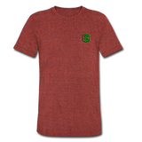 Unisex Tri-Blend T-Shirt WITH GREEN LOGO - heather cranberry