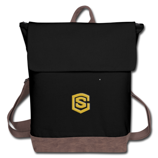 Canvas Backpack WITH GOLD LOGO - black/brown