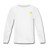 Kids' Premium Long Sleeve T-Shirt  WITH YELLOW LOGO - white