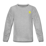 Kids' Premium Long Sleeve T-Shirt  WITH YELLOW LOGO - heather gray