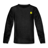 Kids' Premium Long Sleeve T-Shirt  WITH YELLOW LOGO - charcoal gray