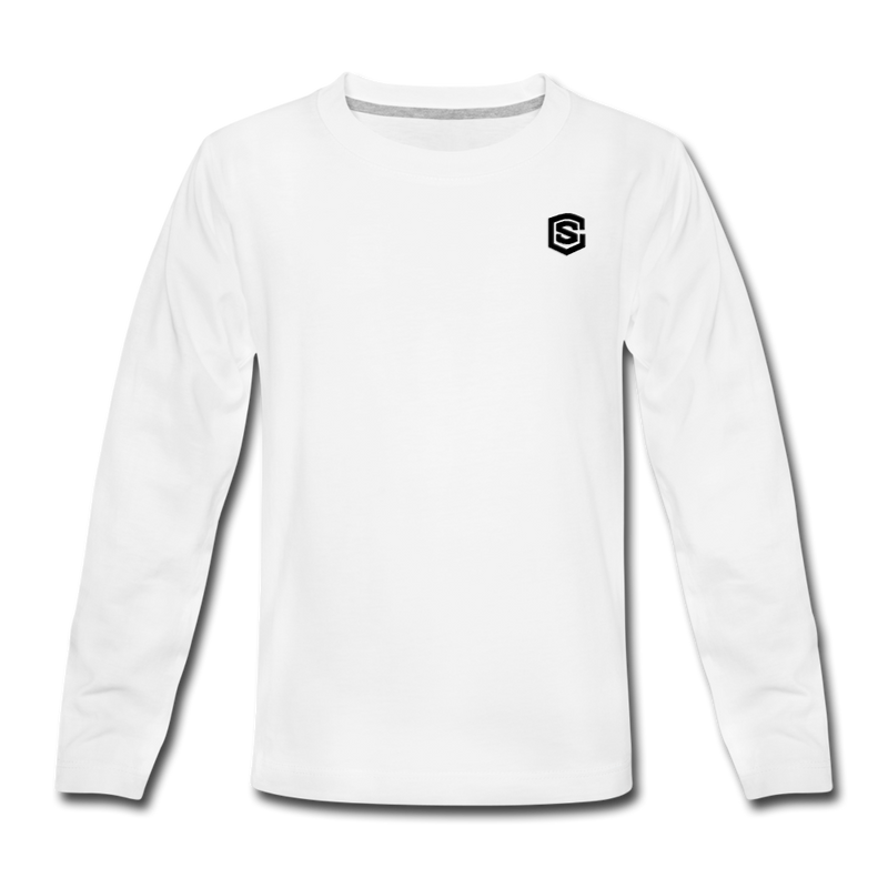 Kids' Premium Long Sleeve T-Shirt WITH BLACK LOGO - white