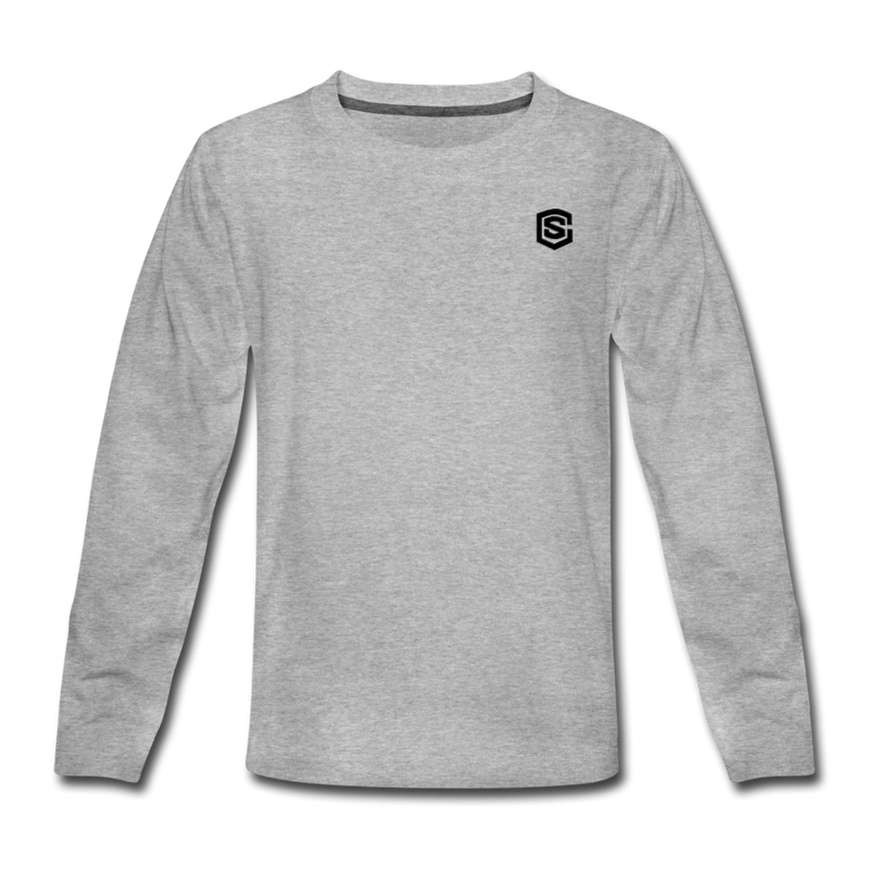 Kids' Premium Long Sleeve T-Shirt WITH BLACK LOGO - heather gray