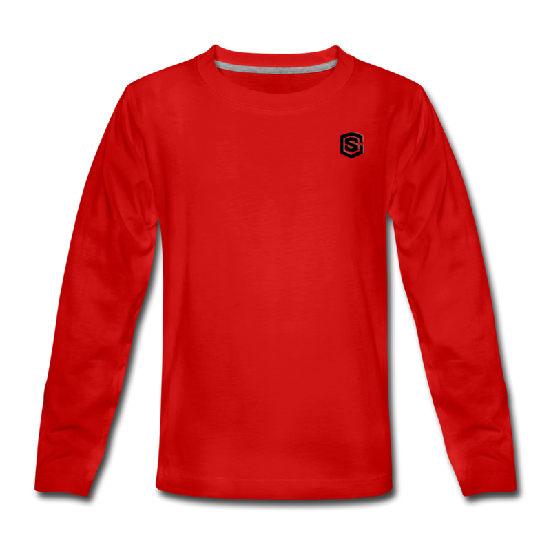 Kids' Premium Long Sleeve T-Shirt WITH BLACK LOGO - red