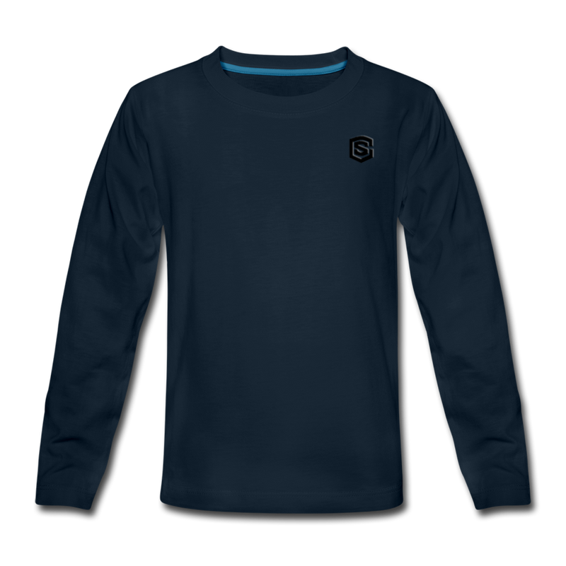 Kids' Premium Long Sleeve T-Shirt WITH BLACK LOGO - deep navy