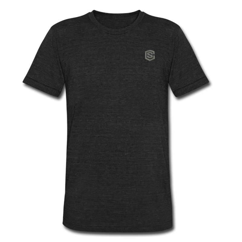 Unisex Tri-Blend T-Shirt with GRAY logo - heather black