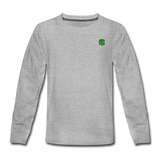 Kids' Premium Long Sleeve T-Shirt  WITH GREEN LOGO - heather gray