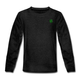 Kids' Premium Long Sleeve T-Shirt  WITH GREEN LOGO - charcoal gray