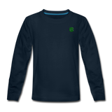 Kids' Premium Long Sleeve T-Shirt  WITH GREEN LOGO - deep navy