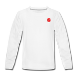 Kids' Premium Long Sleeve T-Shirt WITH RED LOGO - white