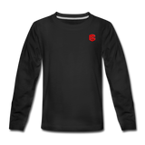 Kids' Premium Long Sleeve T-Shirt WITH RED LOGO - black