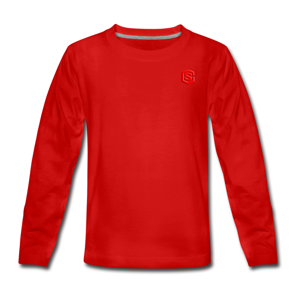 Kids' Premium Long Sleeve T-Shirt WITH RED LOGO - red