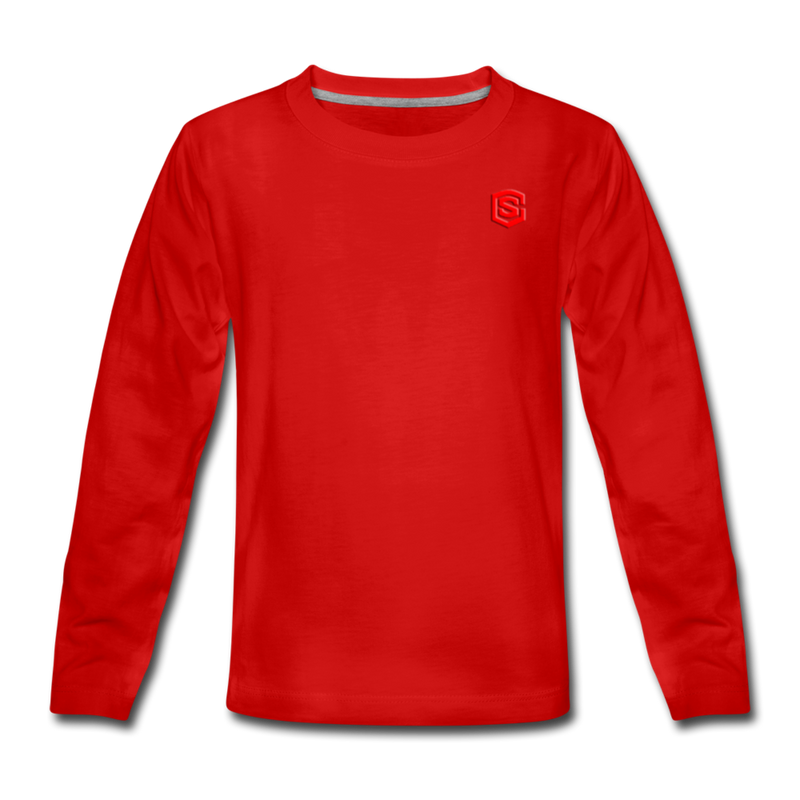 Kids' Premium Long Sleeve T-Shirt WITH RED LOGO - red