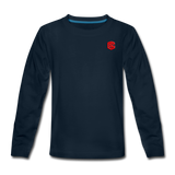 Kids' Premium Long Sleeve T-Shirt WITH RED LOGO - deep navy