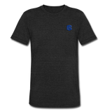 Unisex Tri-Blend T-Shirt with Blue logo - heather black