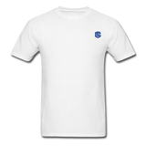 Unisex Classic T-Shirt with BLUE logo - white