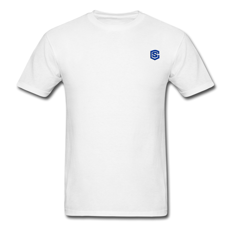 Unisex Classic T-Shirt with BLUE logo - white