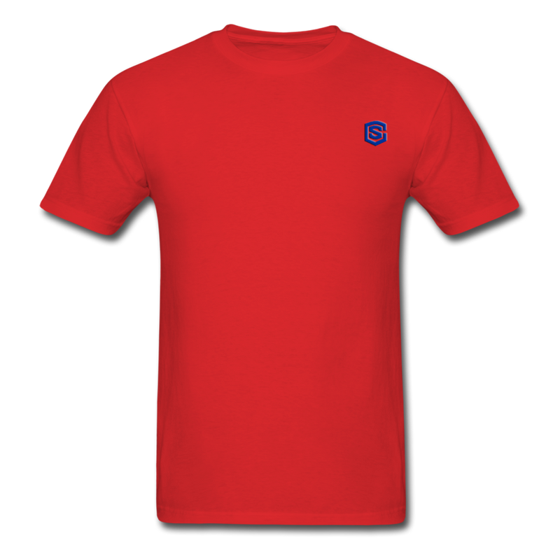 Unisex Classic T-Shirt with BLUE logo - red