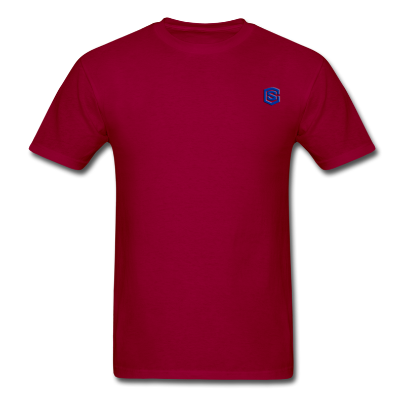 Unisex Classic T-Shirt with BLUE logo - dark red