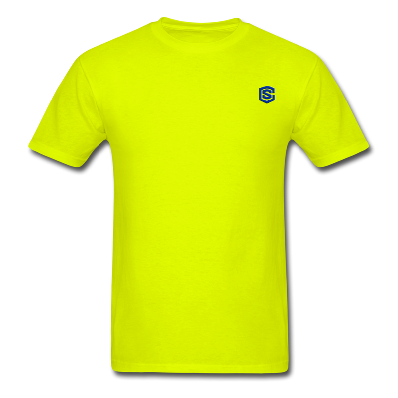 Unisex Classic T-Shirt with BLUE logo - safety green