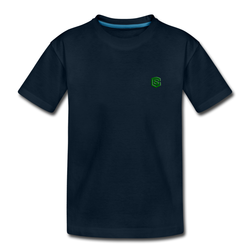 Toddler Premium T-Shirt with green logo - deep navy
