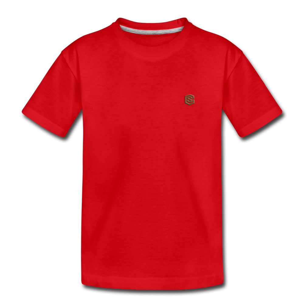 Toddler Premium T-Shirt with BROWN logo - red