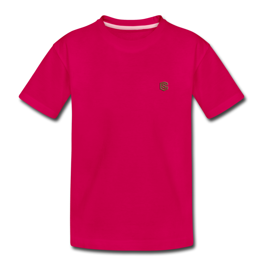 Toddler Premium T-Shirt with BROWN logo - dark pink