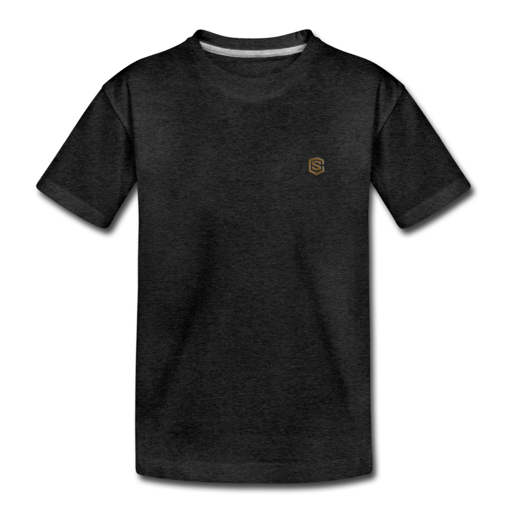 Toddler Premium T-Shirt with BROWN logo - charcoal gray