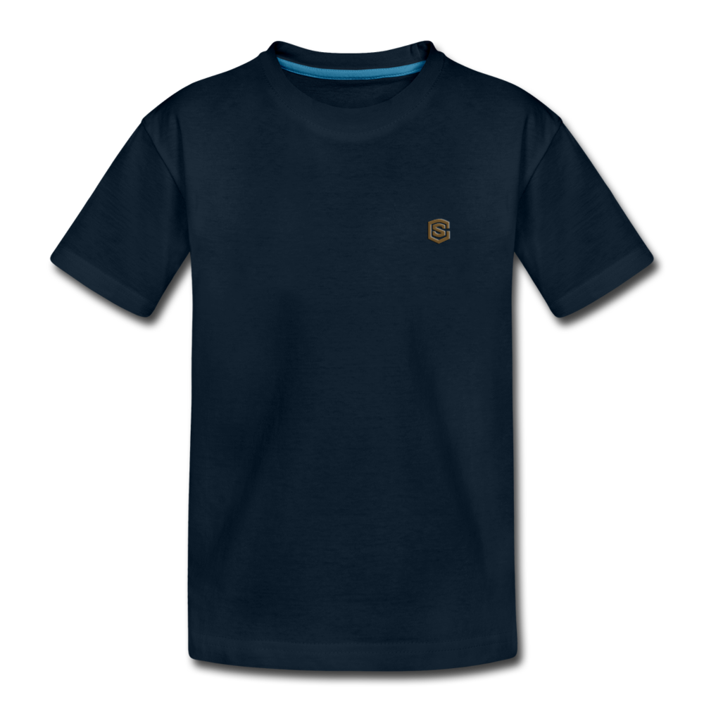 Toddler Premium T-Shirt with BROWN logo - deep navy
