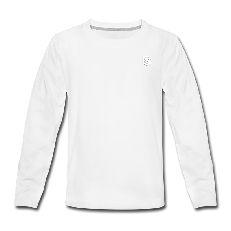 Kids' Premium Long Sleeve T-Shirt with white logo - white