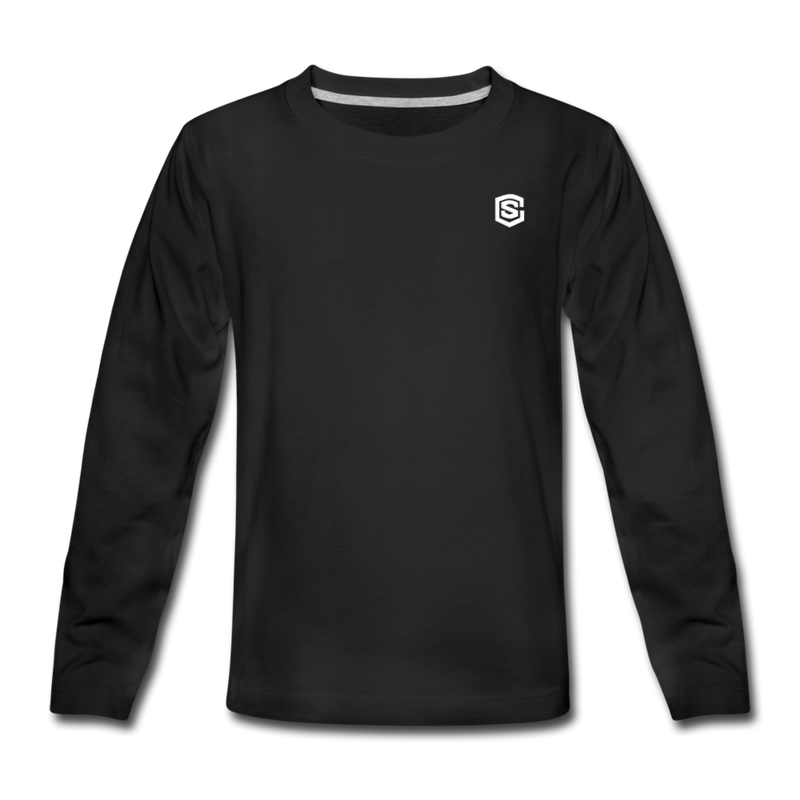 Kids' Premium Long Sleeve T-Shirt with white logo - black