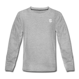 Kids' Premium Long Sleeve T-Shirt with white logo - heather gray