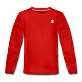 Kids' Premium Long Sleeve T-Shirt with white logo - red