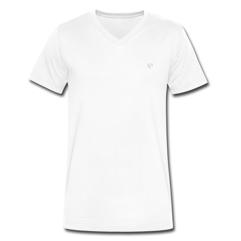 Men's V-Neck T-Shirt WITH WHITE LOGO - white