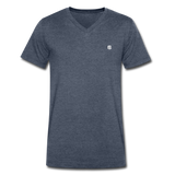 Men's V-Neck T-Shirt WITH WHITE LOGO - heather navy