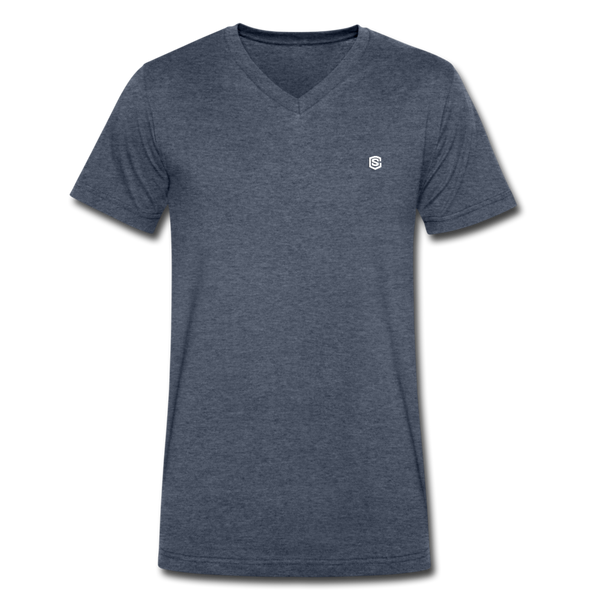 Men's V-Neck T-Shirt WITH WHITE LOGO - heather navy