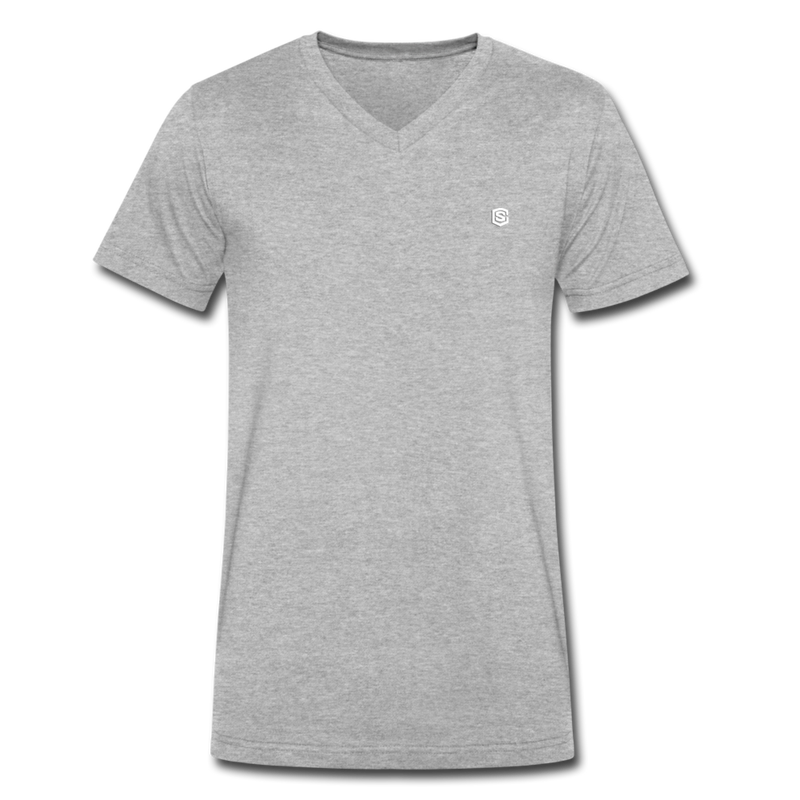 Men's V-Neck T-Shirt WITH WHITE LOGO - heather gray