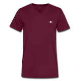 Men's V-Neck T-Shirt WITH WHITE LOGO - maroon