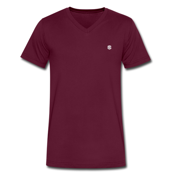 Men's V-Neck T-Shirt WITH WHITE LOGO - maroon