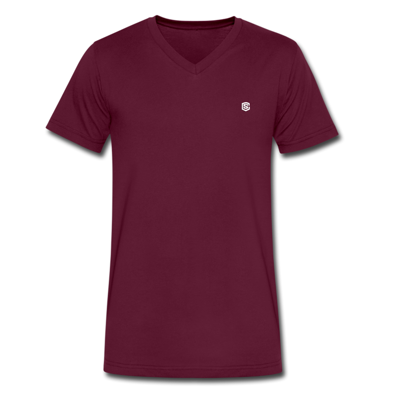 Men's V-Neck T-Shirt WITH WHITE LOGO - maroon