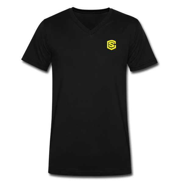 Men's V-Neck T-Shirt WITH YELLOW LOGO - black